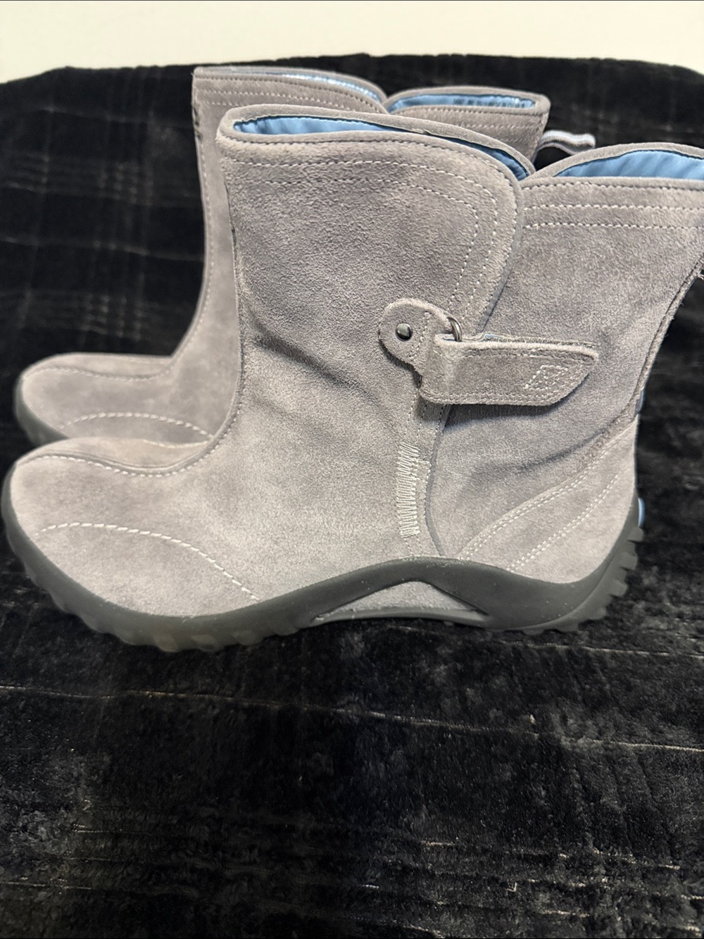 Clarks Gray Suede Winter Ankle Boots